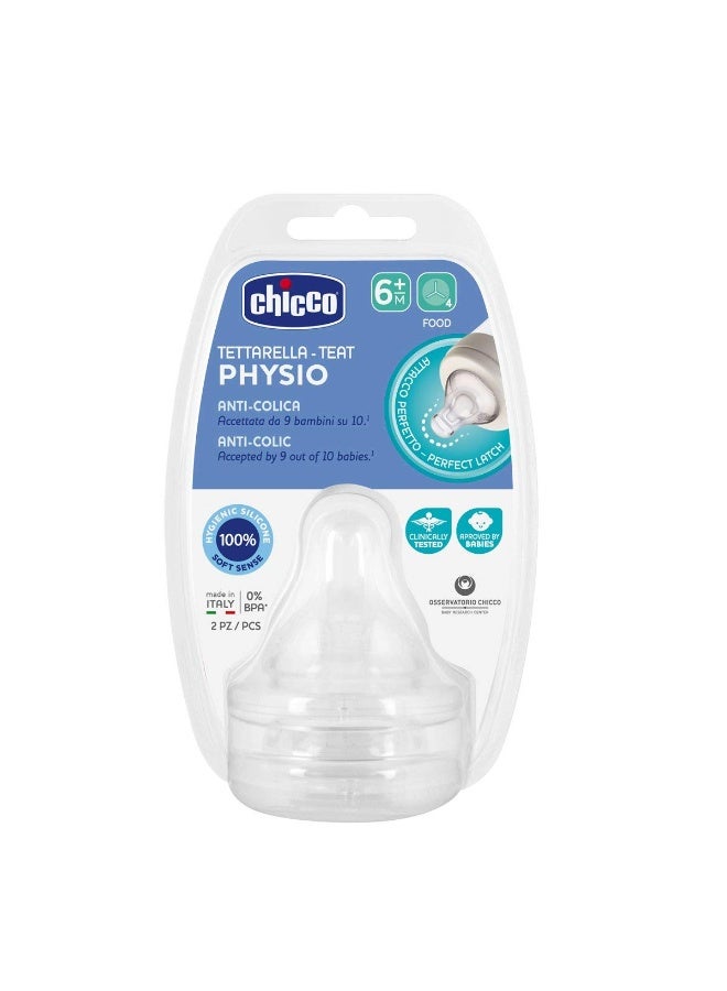شيكو Chicco Teat Perfect 5 with Anti-Colic Effect, Nipple For Wide Neck Feeding Bottles, Food Flow, For Babies 6m+ (Pack of 2) - Image 1
